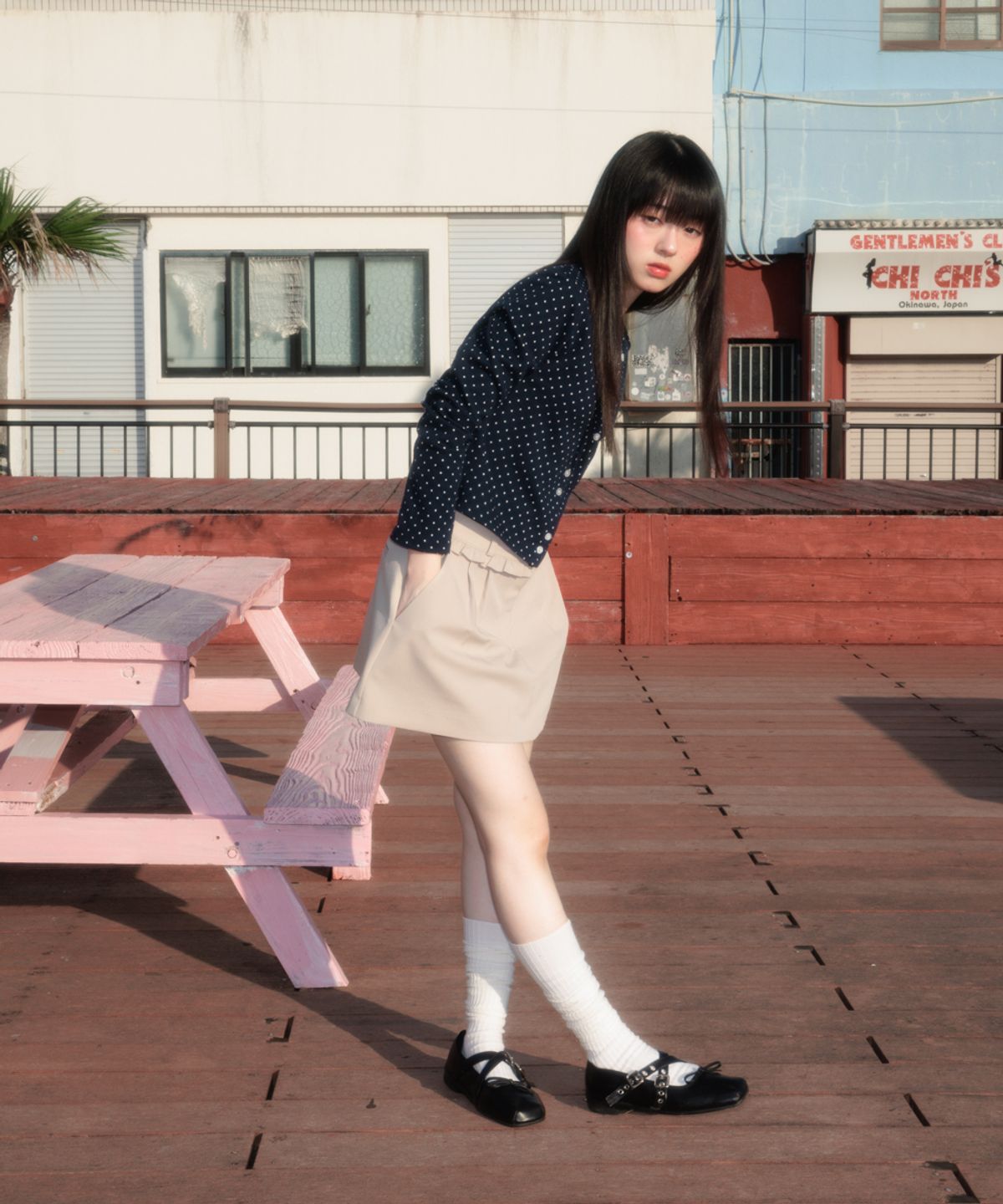 로제프란츠(ROSEFRANTZ) Dot Button Point Cardigan [Navy]