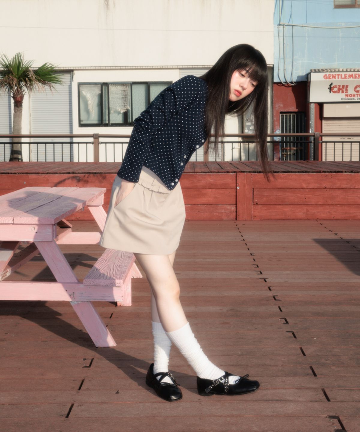 로제프란츠(ROSEFRANTZ) Dot Button Point Cardigan [Navy]