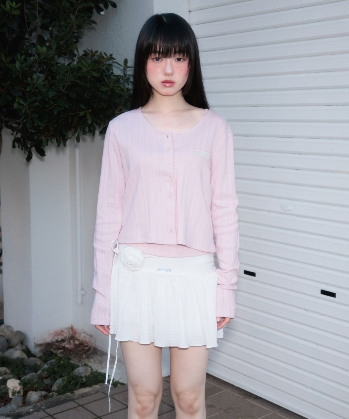 로제프란츠(ROSEFRANTZ) Jacquard Cardigan Sleeveless Set [Pink]