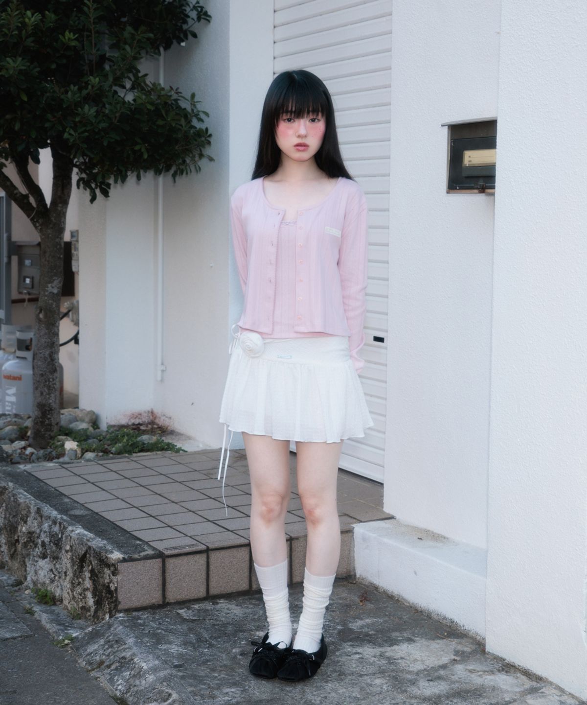 로제프란츠(ROSEFRANTZ) Jacquard Cardigan Sleeveless Set [Pink]