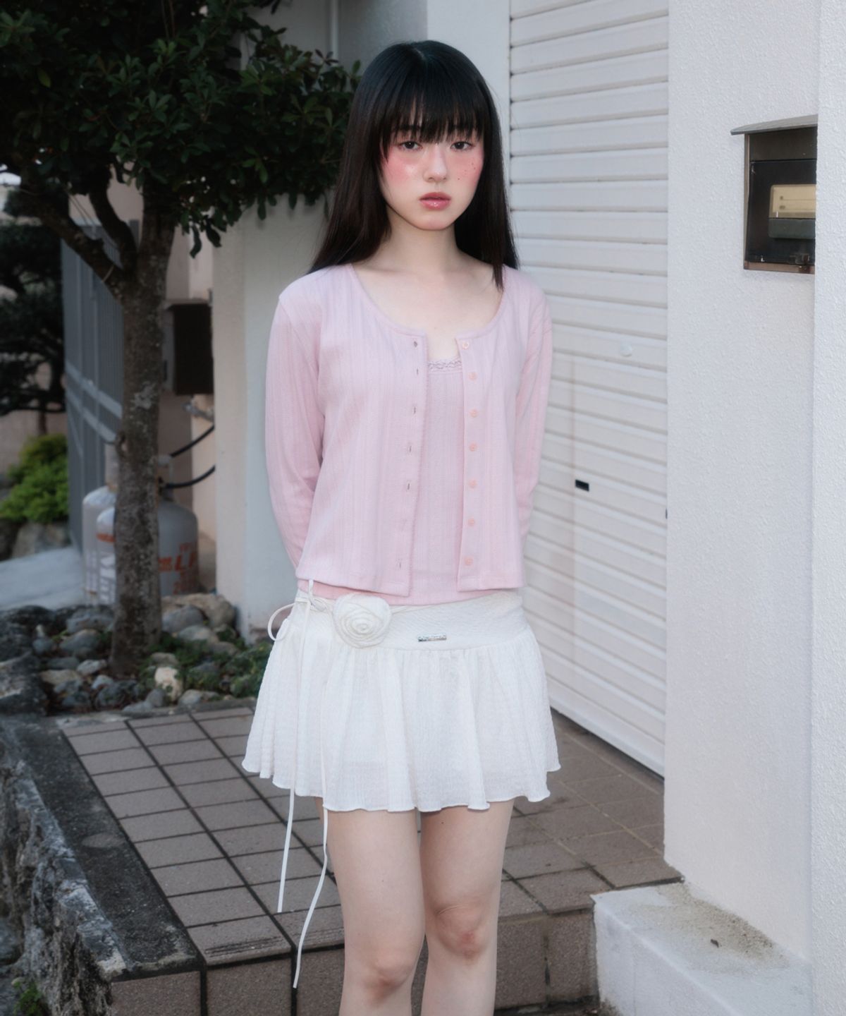 로제프란츠(ROSEFRANTZ) Jacquard Cardigan Sleeveless Set [Pink]