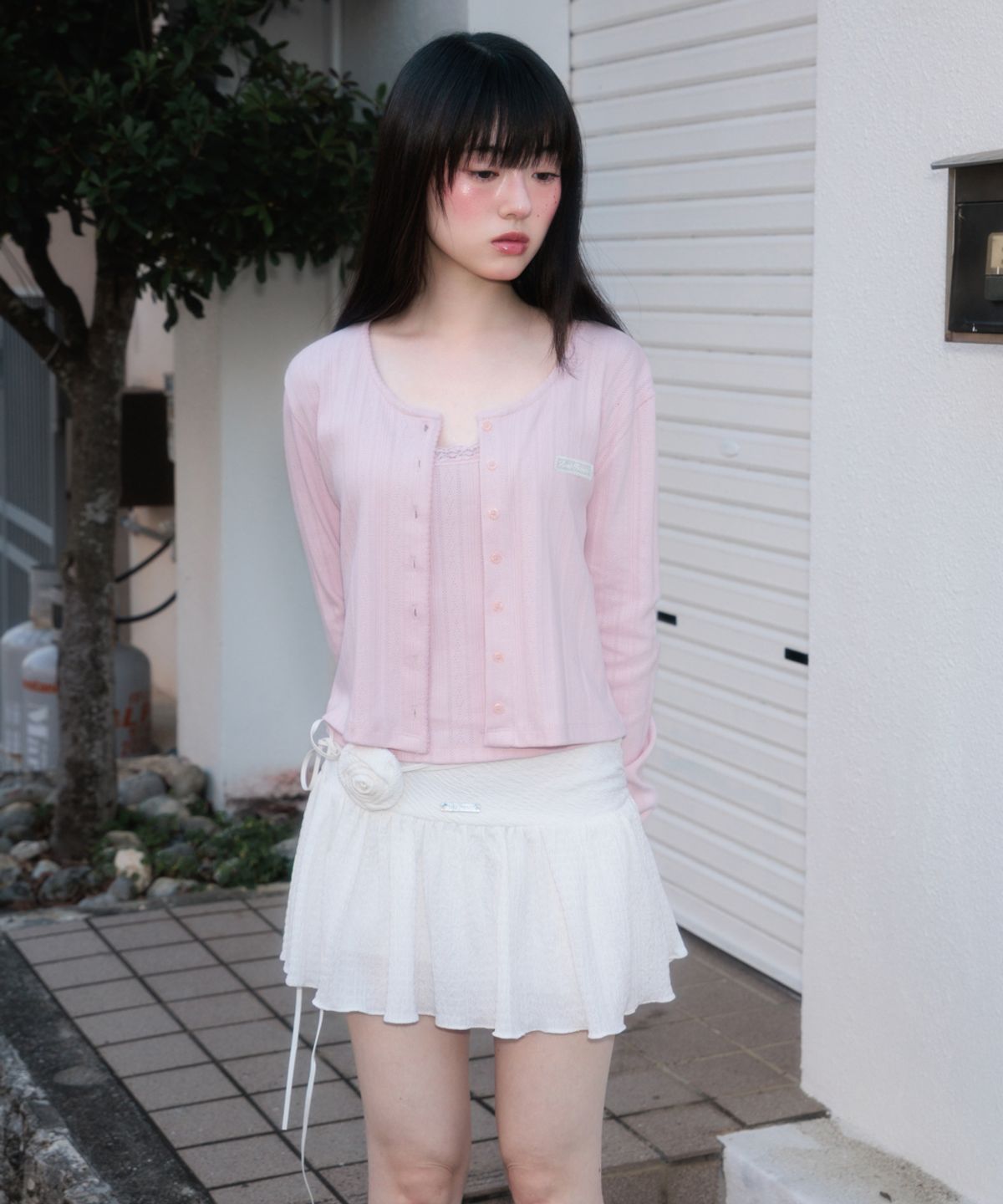 로제프란츠(ROSEFRANTZ) Jacquard Cardigan Sleeveless Set [Pink]