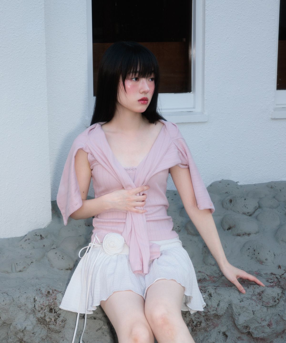 로제프란츠(ROSEFRANTZ) Jacquard Cardigan Sleeveless Set [Pink]