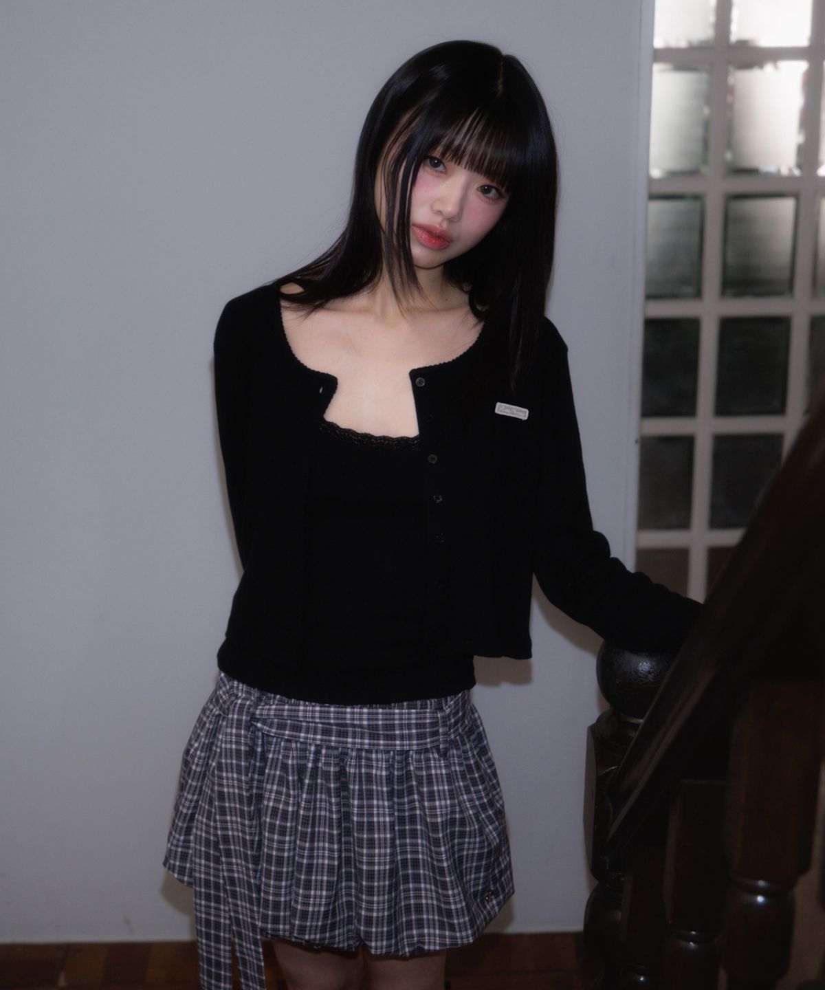 로제프란츠(ROSEFRANTZ) Jacquard Cardigan Sleeveless Set [Black]