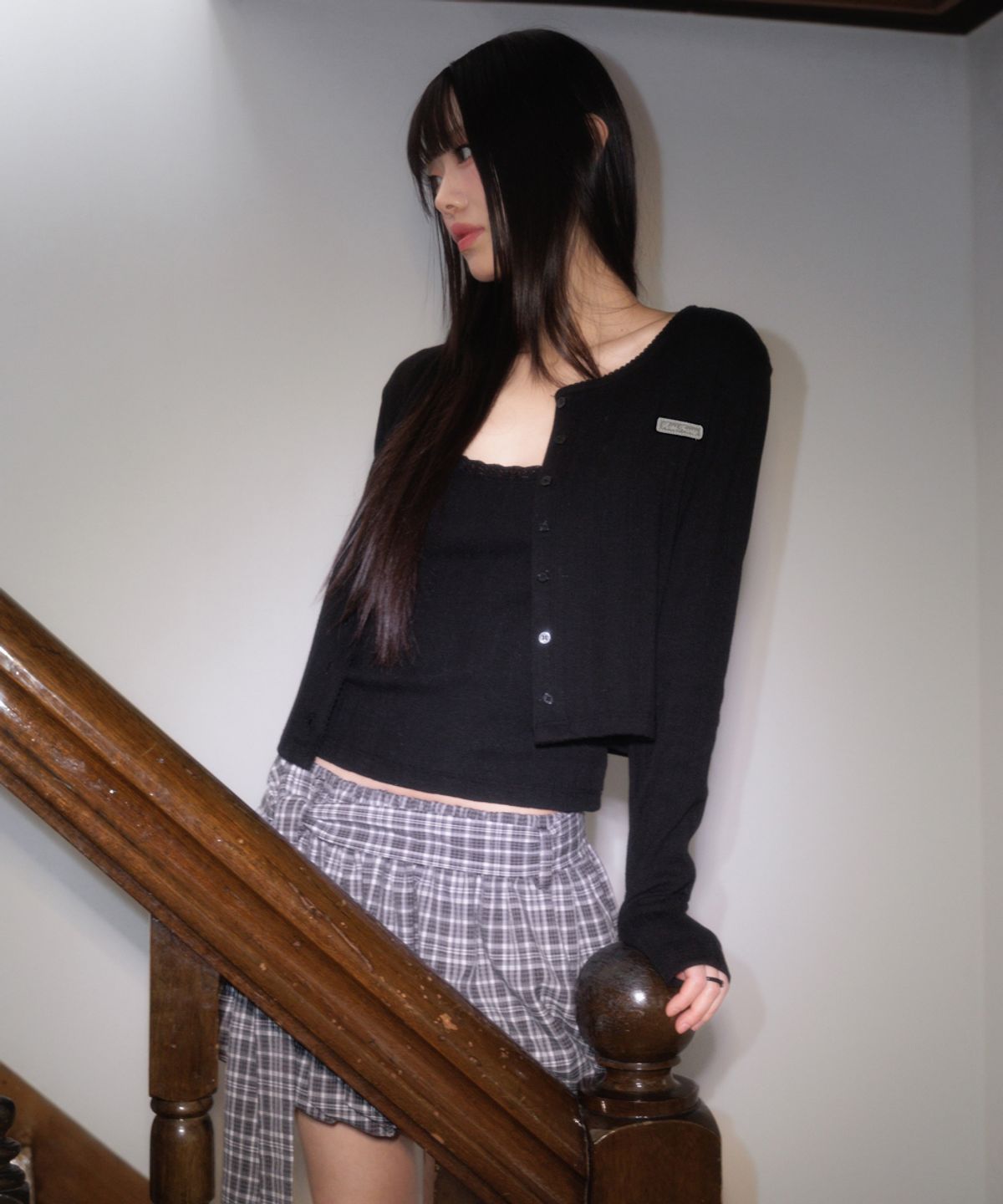 로제프란츠(ROSEFRANTZ) Jacquard Cardigan Sleeveless Set [Black]