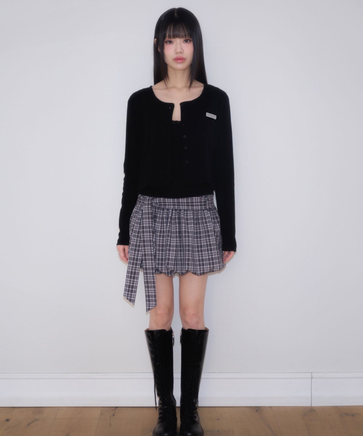 로제프란츠(ROSEFRANTZ) Jacquard Cardigan Sleeveless Set [Black]
