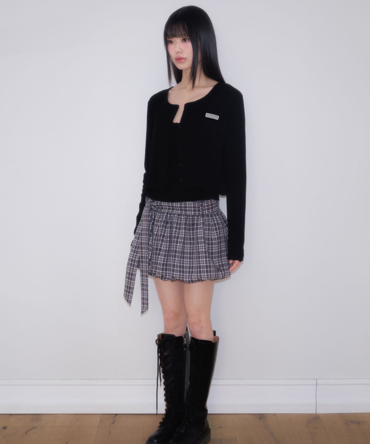 로제프란츠(ROSEFRANTZ) Jacquard Cardigan Sleeveless Set [Black]