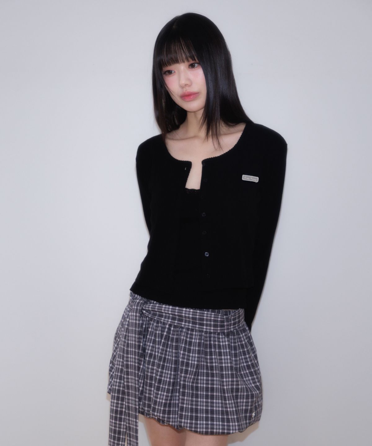 로제프란츠(ROSEFRANTZ) Jacquard Cardigan Sleeveless Set [Black]