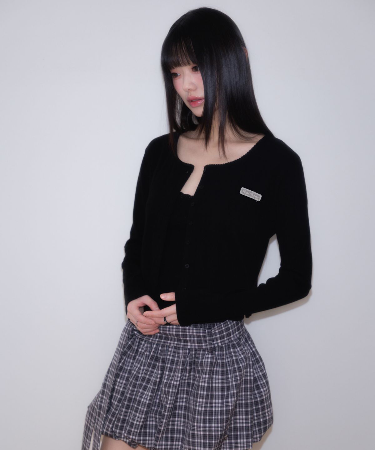 로제프란츠(ROSEFRANTZ) Jacquard Cardigan Sleeveless Set [Black]