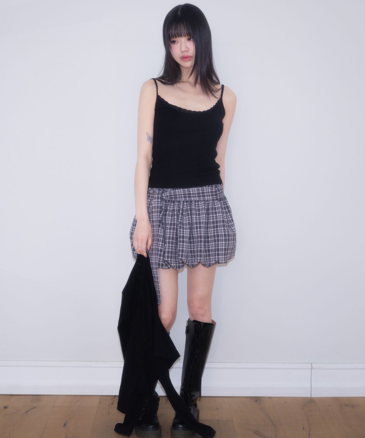 로제프란츠(ROSEFRANTZ) Jacquard Cardigan Sleeveless Set [Black]