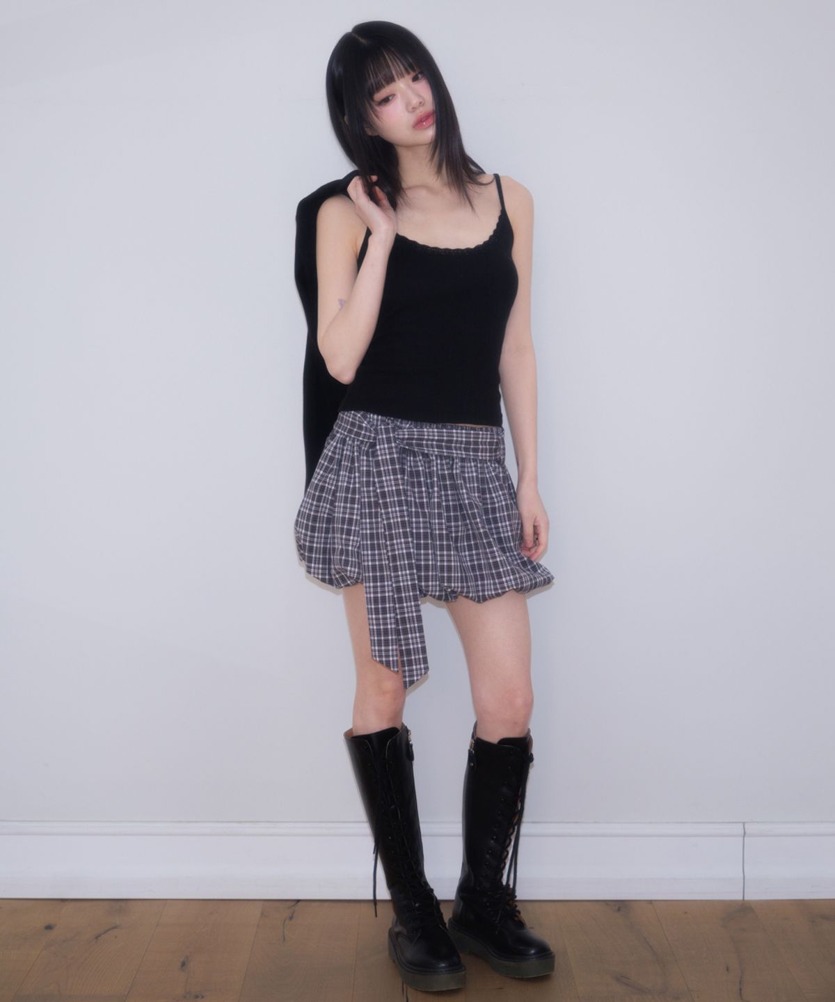 로제프란츠(ROSEFRANTZ) Jacquard Cardigan Sleeveless Set [Black]