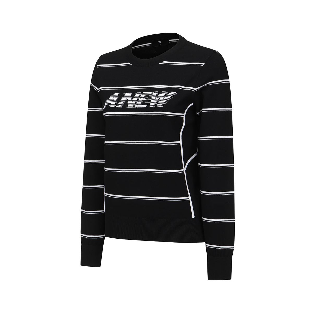 어뉴골프(ANEW GOLF) WOMEN STRIPE ROUND SWEATER_BK