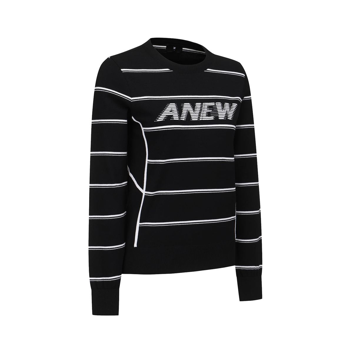 어뉴골프(ANEW GOLF) WOMEN STRIPE ROUND SWEATER_BK