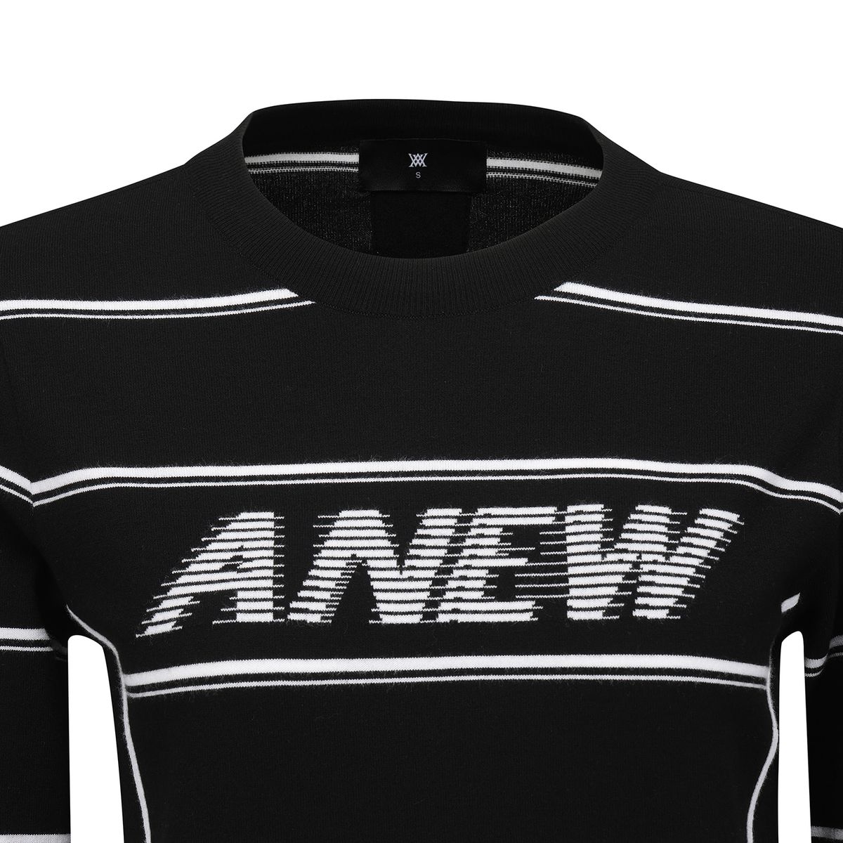 어뉴골프(ANEW GOLF) WOMEN STRIPE ROUND SWEATER_BK
