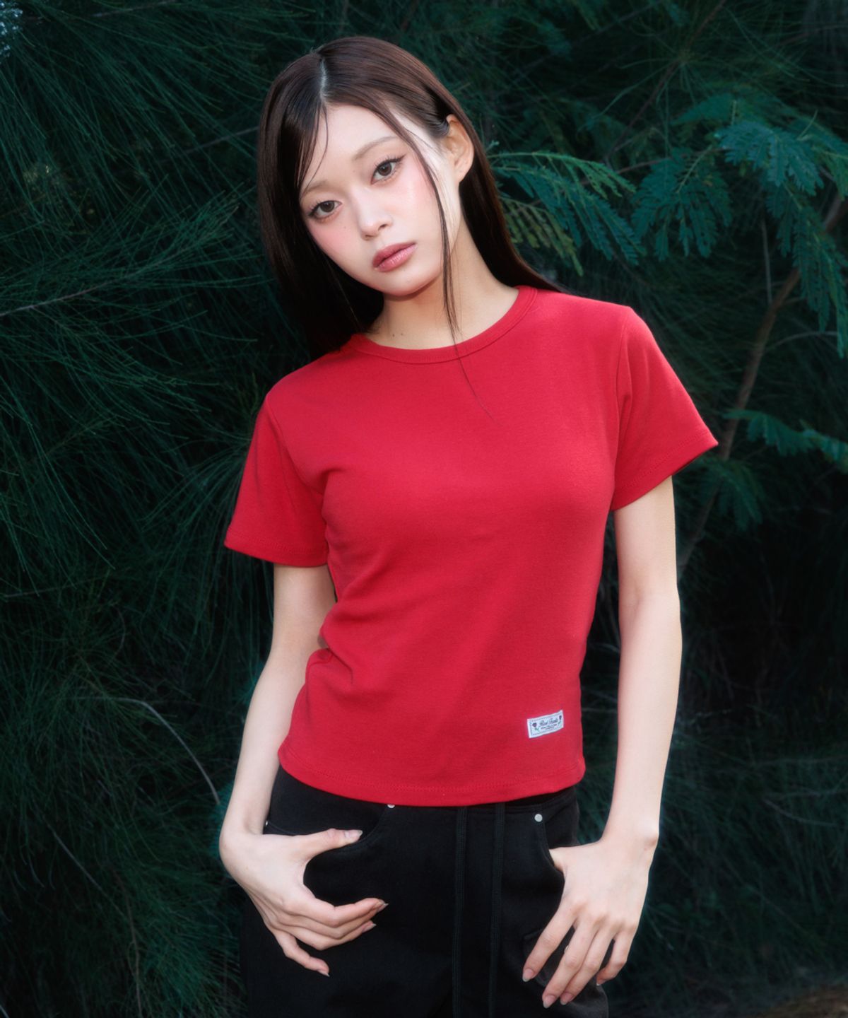 로제프란츠(ROSEFRANTZ) Essential Rose Label T-Shirt [Red]