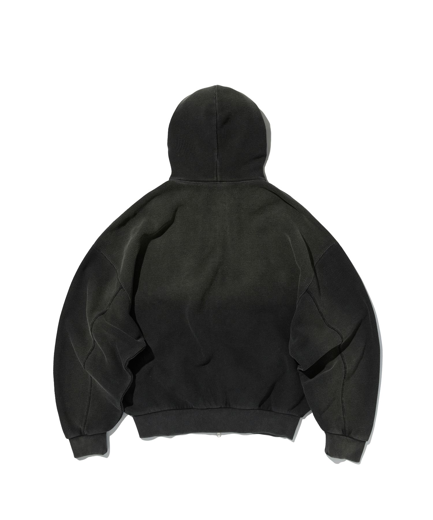 MUSINSA | SUADE WASHED THERMAL HOOD ZIP UP [WASHING BLACK]