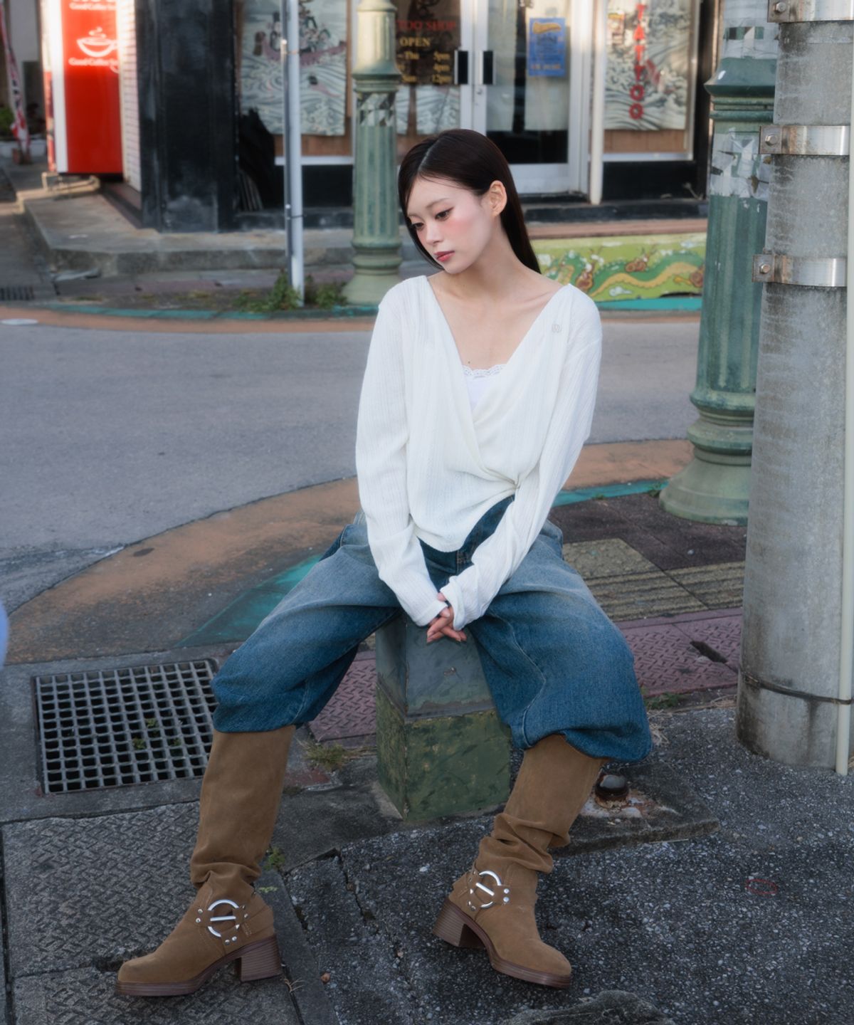 로제프란츠(ROSEFRANTZ) Wrap Shirring Hood Long Sleeve [Ivory]