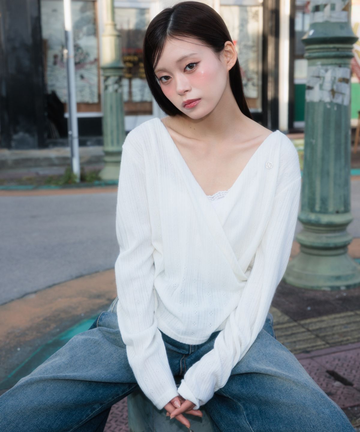 로제프란츠(ROSEFRANTZ) Wrap Shirring Hood Long Sleeve [Ivory]