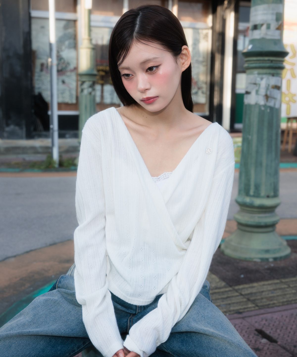 로제프란츠(ROSEFRANTZ) Wrap Shirring Hood Long Sleeve [Ivory]