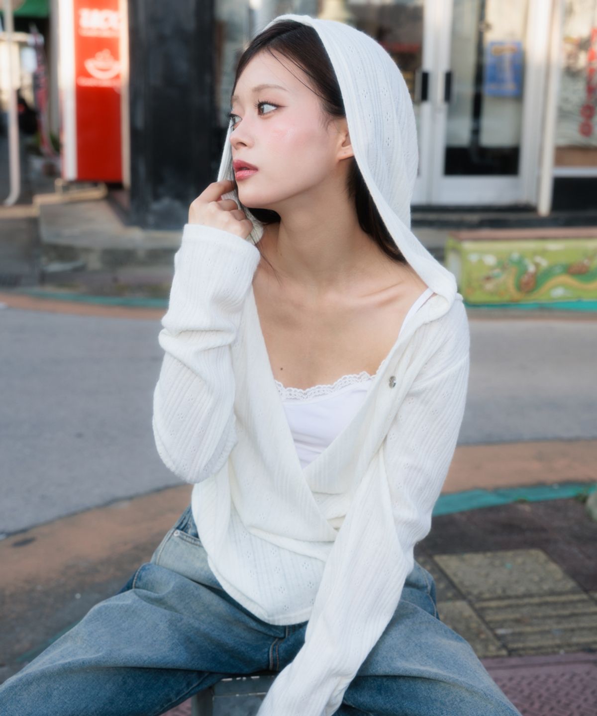 로제프란츠(ROSEFRANTZ) Wrap Shirring Hood Long Sleeve [Ivory]