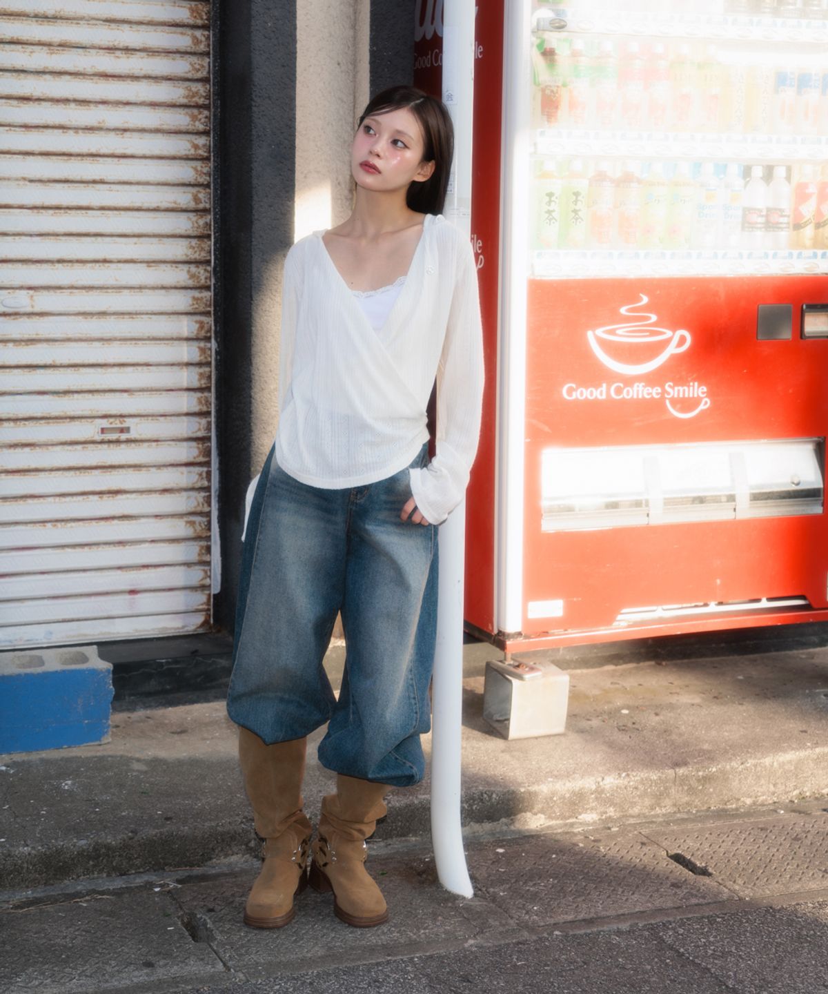 로제프란츠(ROSEFRANTZ) Wrap Shirring Hood Long Sleeve [Ivory]