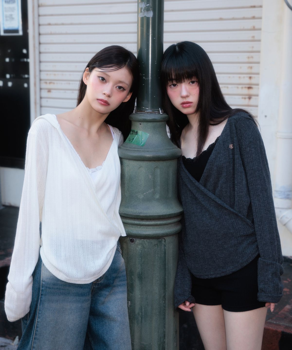 로제프란츠(ROSEFRANTZ) Wrap Shirring Hood Long Sleeve [Charcoal]