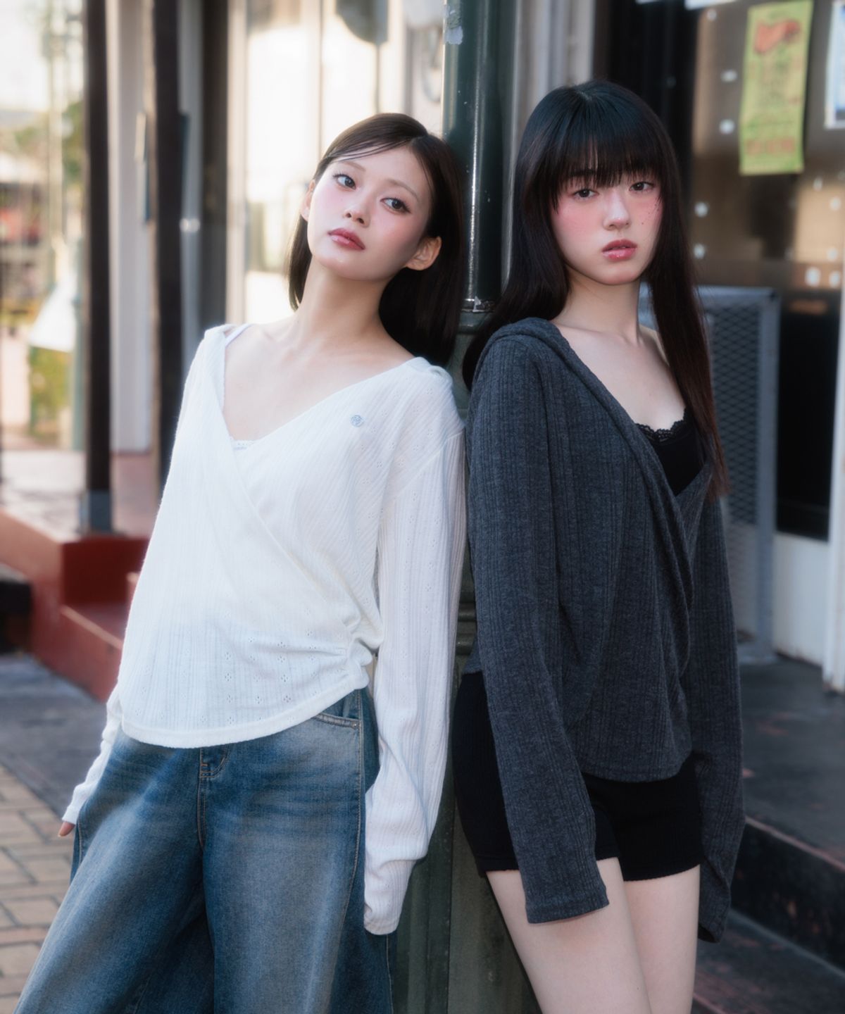 로제프란츠(ROSEFRANTZ) Wrap Shirring Hood Long Sleeve [Charcoal]