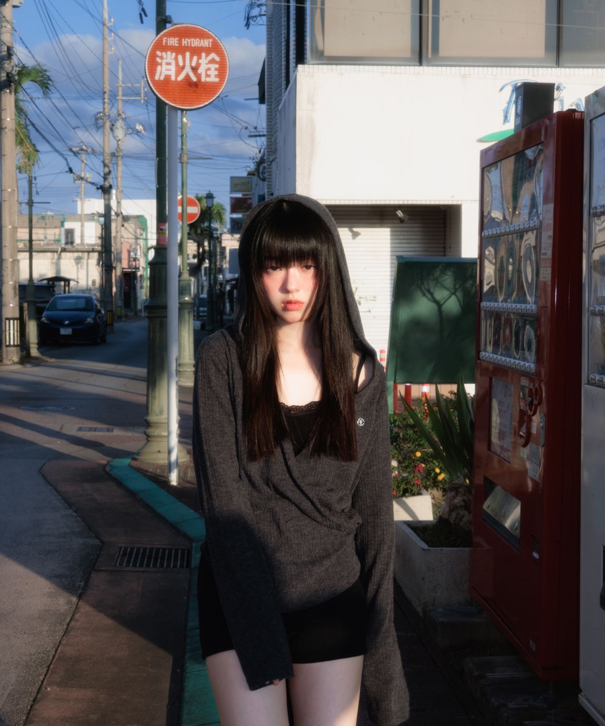로제프란츠(ROSEFRANTZ) Wrap Shirring Hood Long Sleeve [Charcoal]