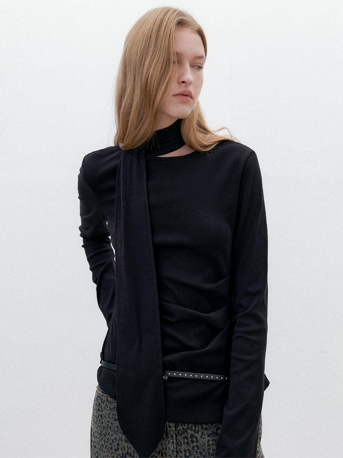 아틀리에 나인(ATELIER NAIN) TIE WAIST TUCK LONG SLEEVE S (Z-T-7084)