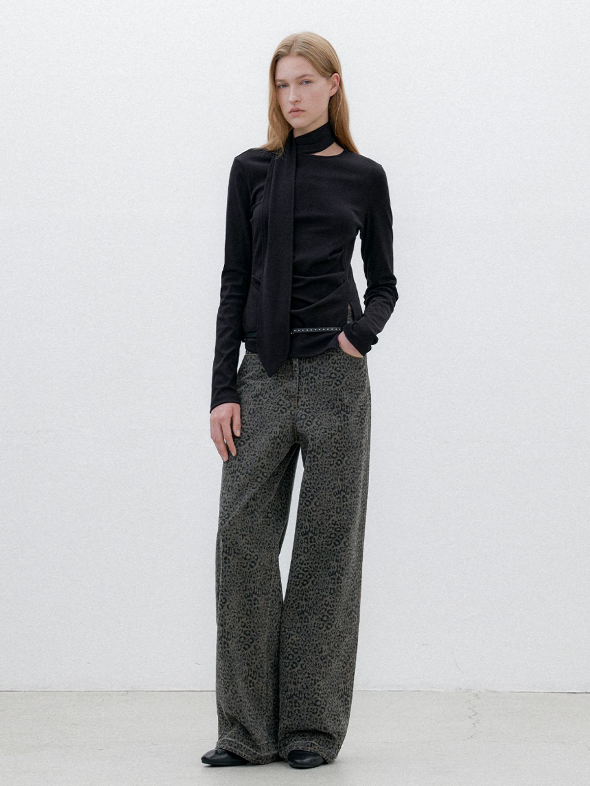 아틀리에 나인(ATELIER NAIN) TIE WAIST TUCK LONG SLEEVE S (Z-T-7084)