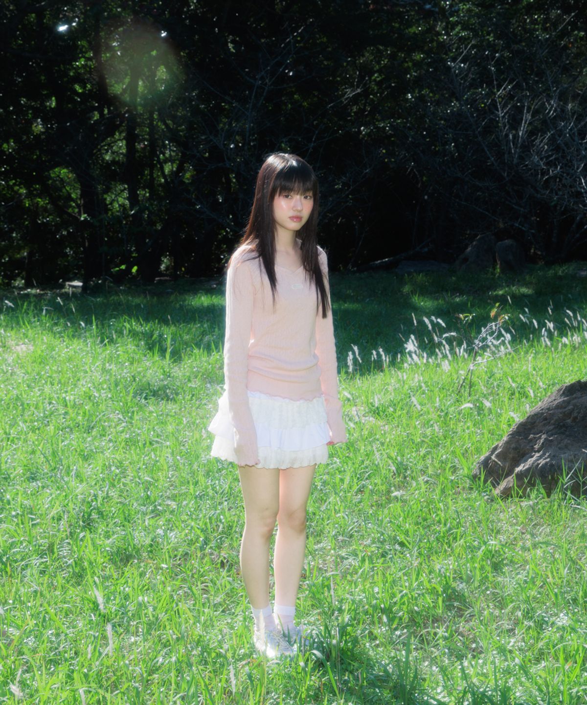 로제프란츠(ROSEFRANTZ) Lace Label V-Neck Long Sleeve [Pink]