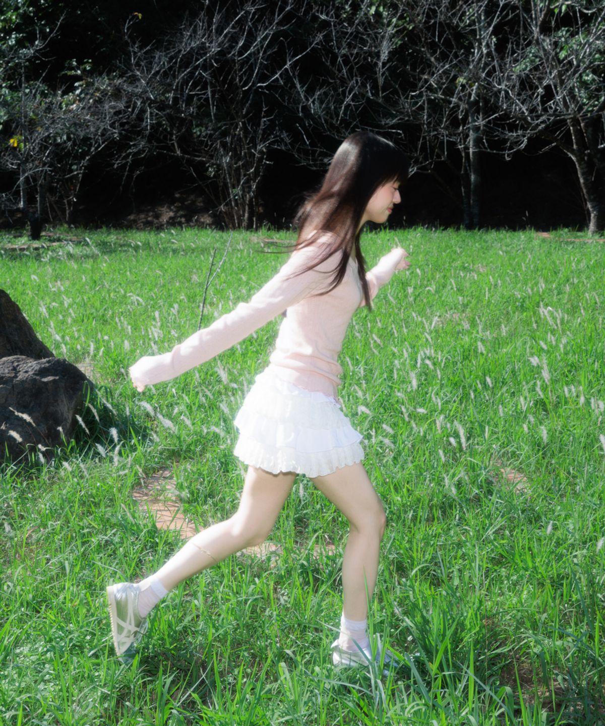 로제프란츠(ROSEFRANTZ) Lace Label V-Neck Long Sleeve [Pink]