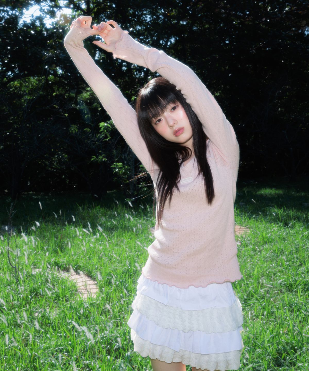 로제프란츠(ROSEFRANTZ) Lace Label V-Neck Long Sleeve [Pink]