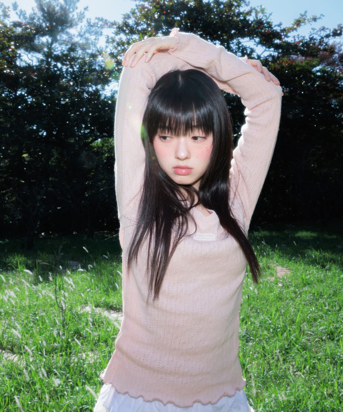 로제프란츠(ROSEFRANTZ) Lace Label V-Neck Long Sleeve [Pink]