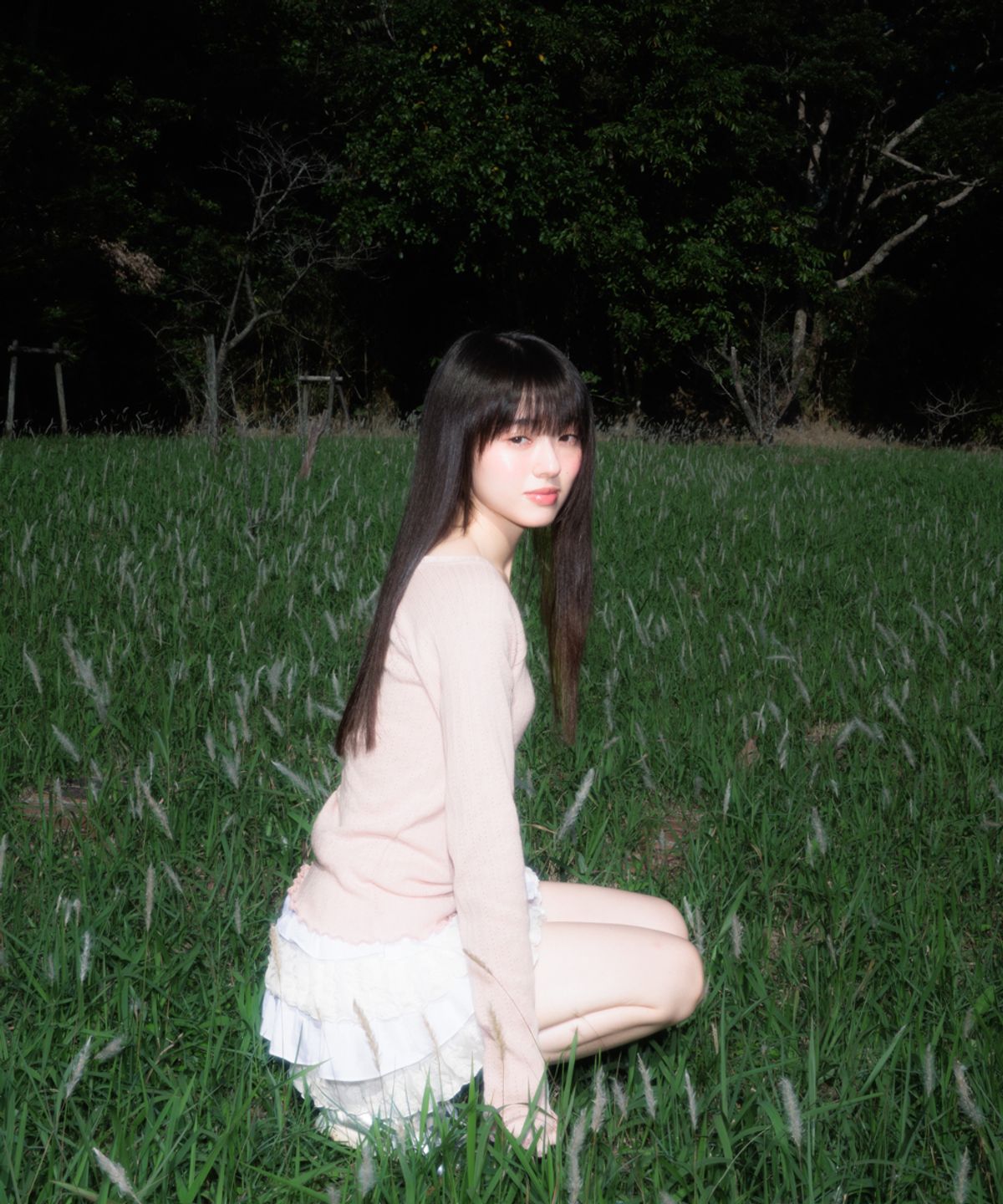 로제프란츠(ROSEFRANTZ) Lace Label V-Neck Long Sleeve [Pink]