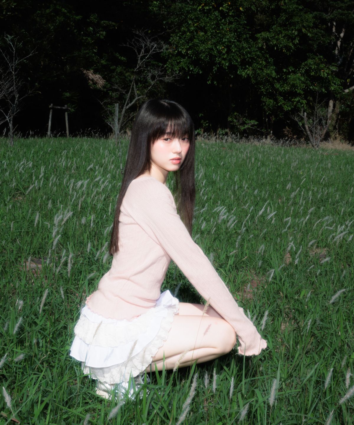 로제프란츠(ROSEFRANTZ) Lace Label V-Neck Long Sleeve [Pink]