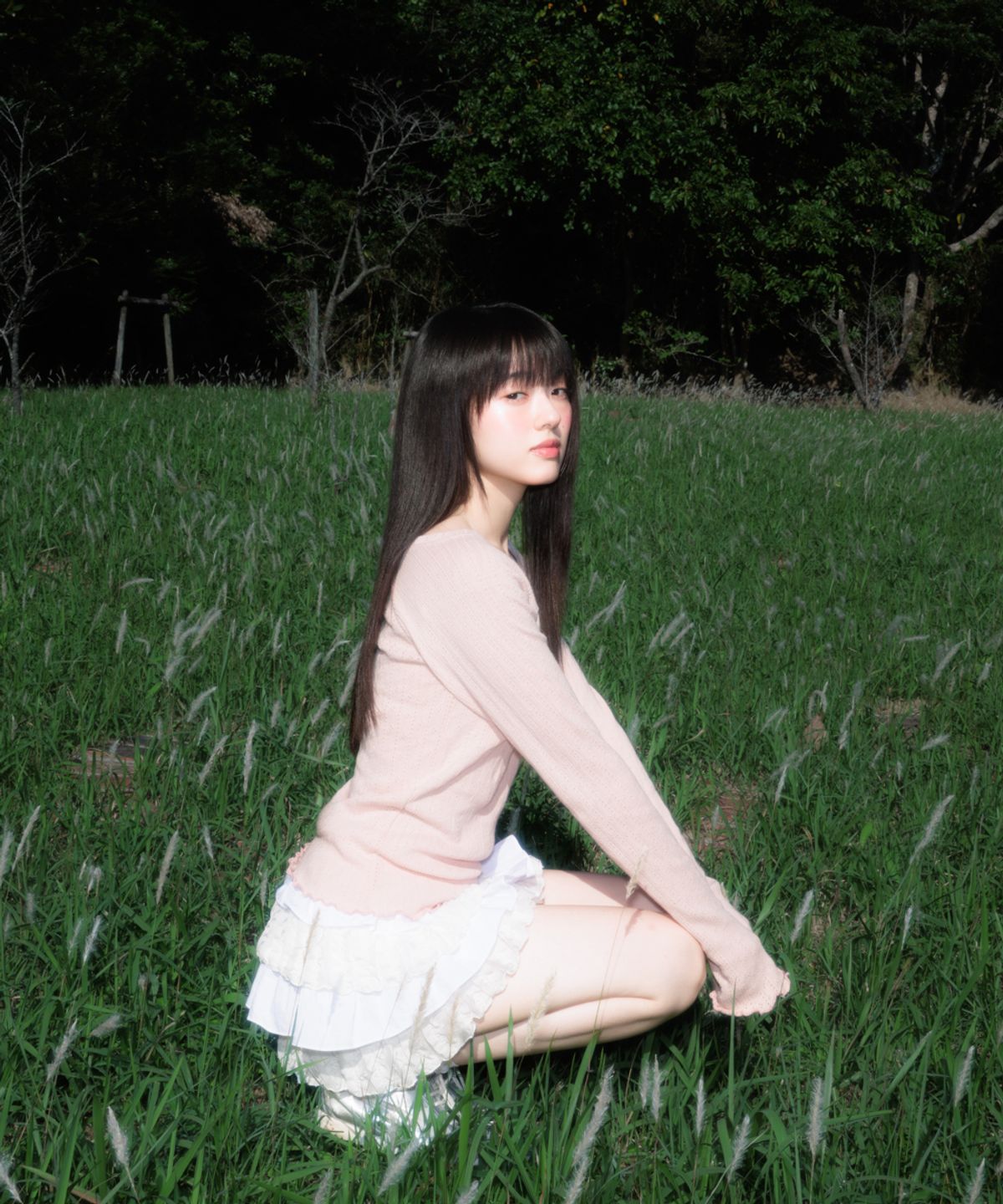 로제프란츠(ROSEFRANTZ) Lace Label V-Neck Long Sleeve [Pink]