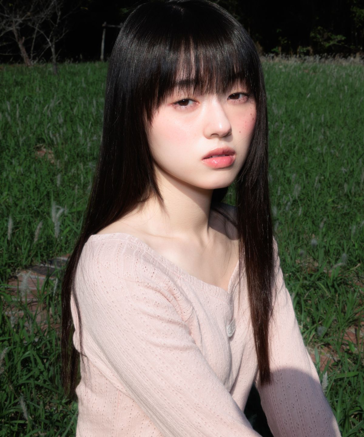 로제프란츠(ROSEFRANTZ) Lace Label V-Neck Long Sleeve [Pink]