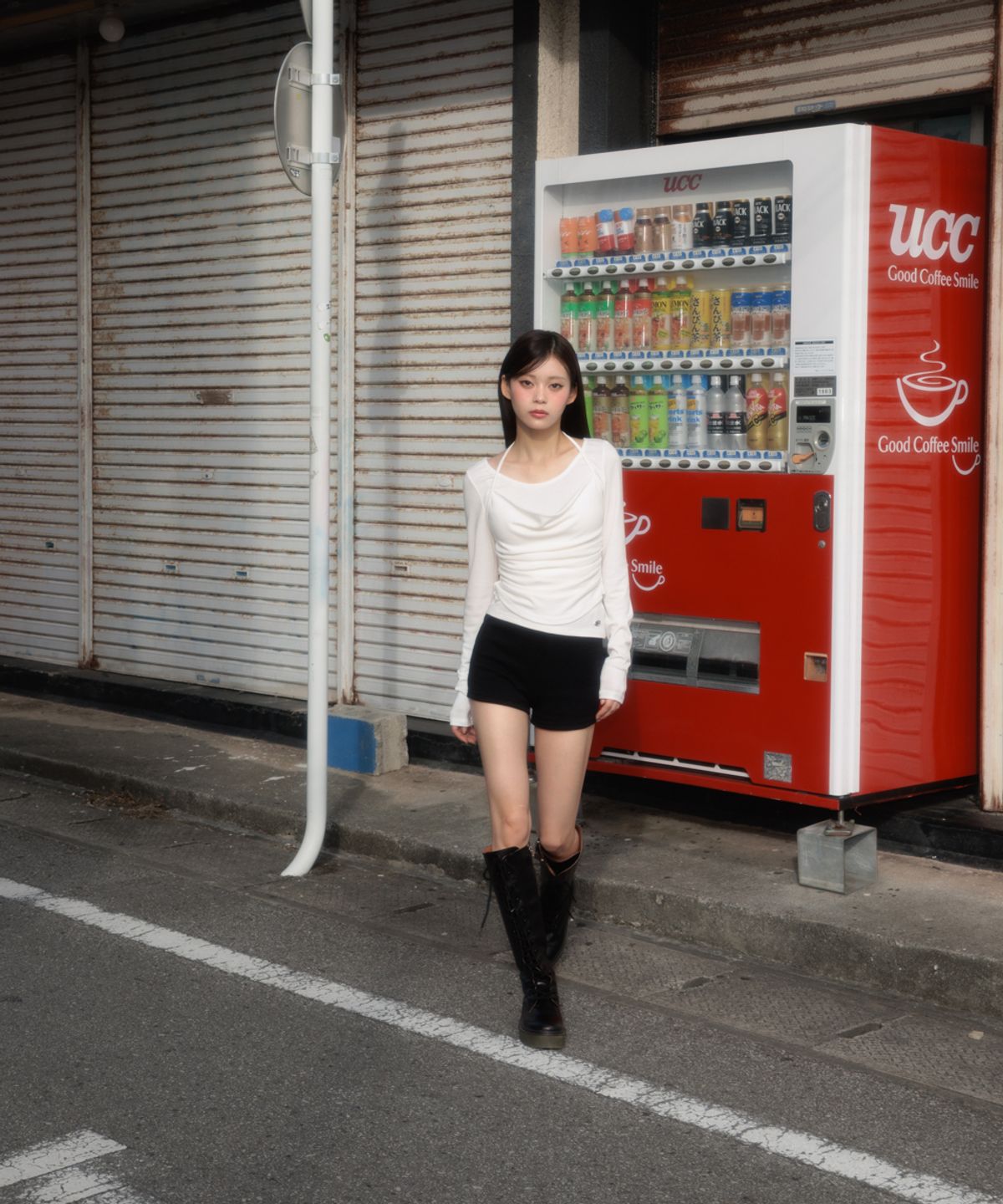 로제프란츠(ROSEFRANTZ) Drape Layered Halter Long Sleeve [Ivory]