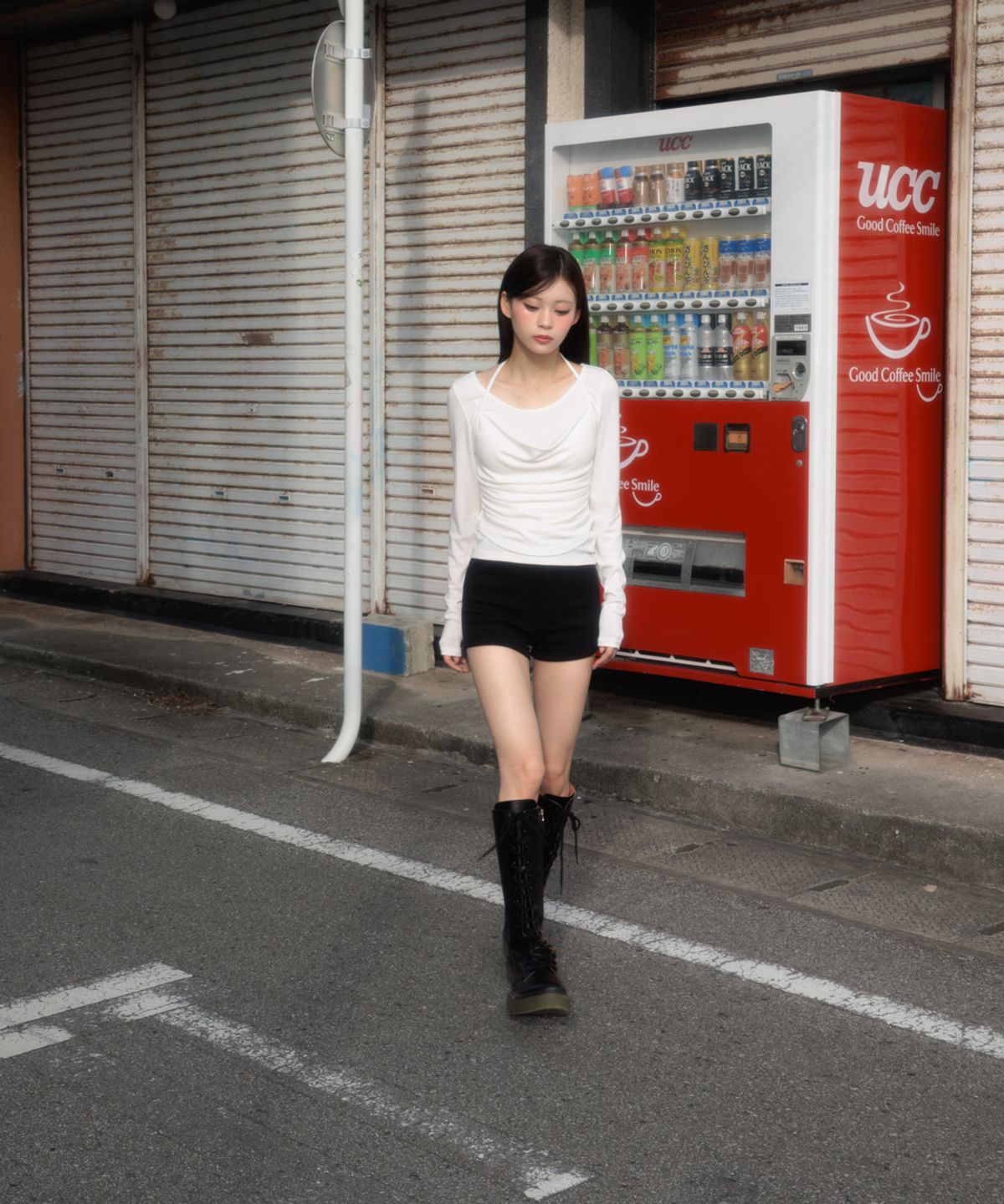 로제프란츠(ROSEFRANTZ) Drape Layered Halter Long Sleeve [Ivory]