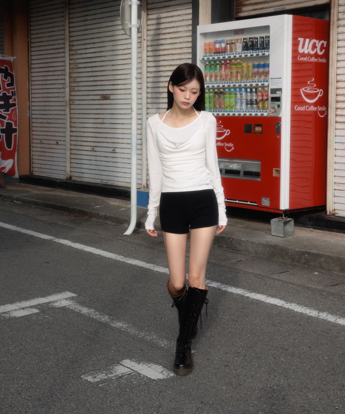 로제프란츠(ROSEFRANTZ) Drape Layered Halter Long Sleeve [Ivory]