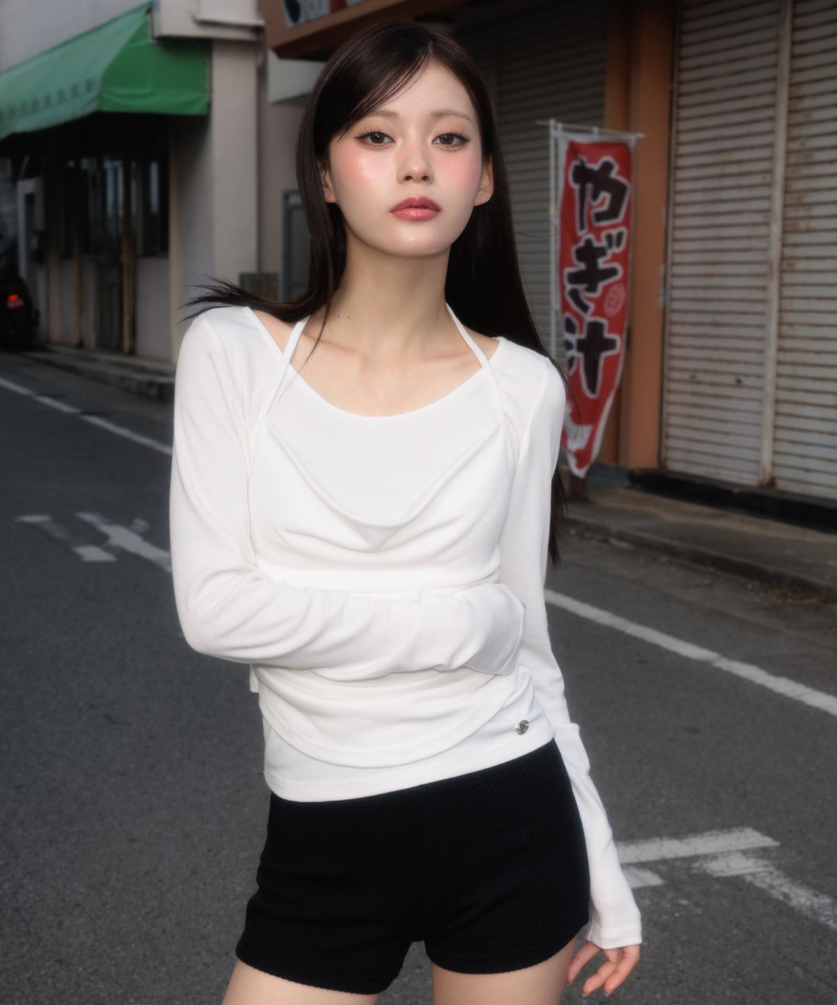로제프란츠(ROSEFRANTZ) Drape Layered Halter Long Sleeve [Ivory]