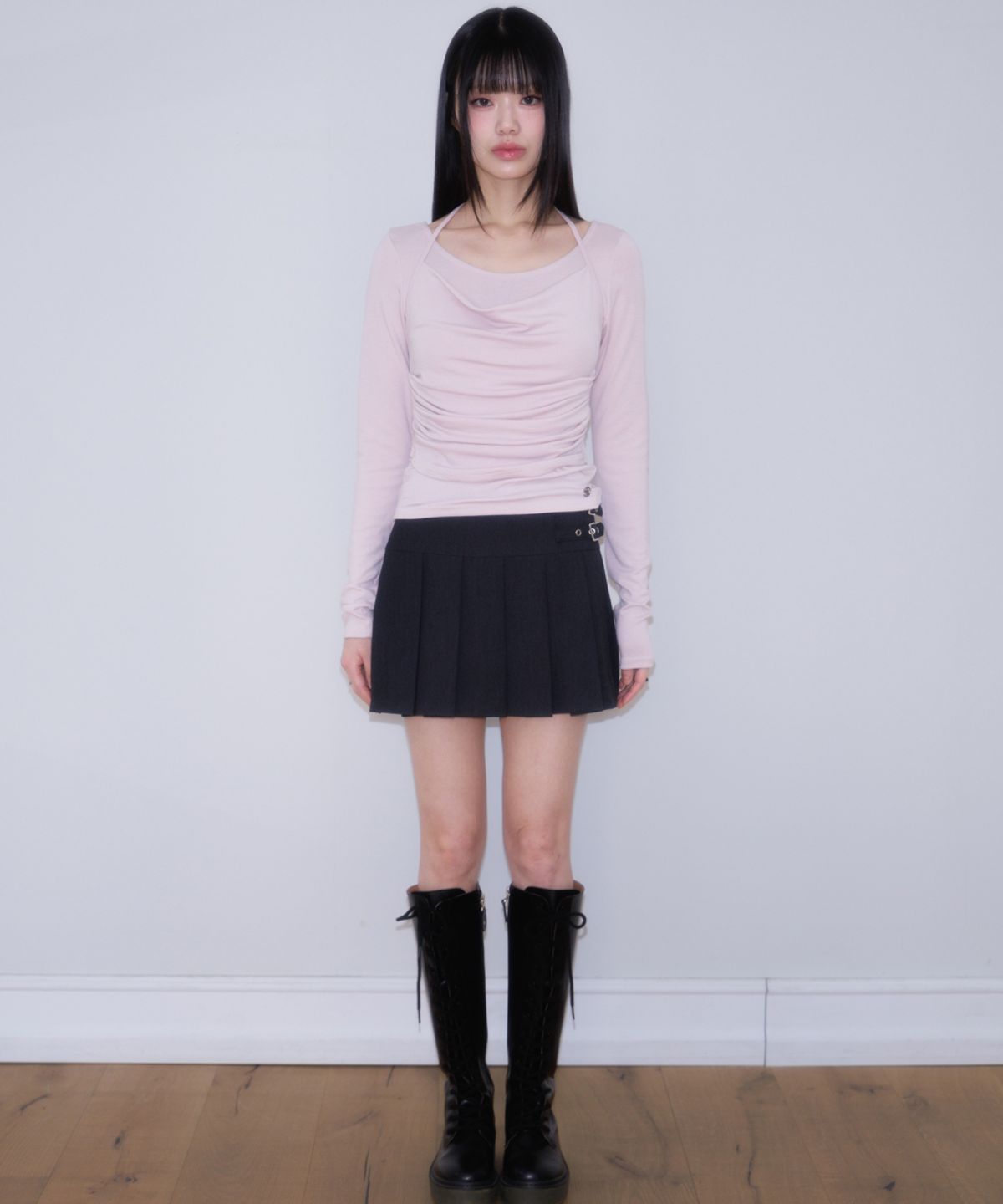 로제프란츠(ROSEFRANTZ) Drape Layered Halter Long Sleeve [Pink]