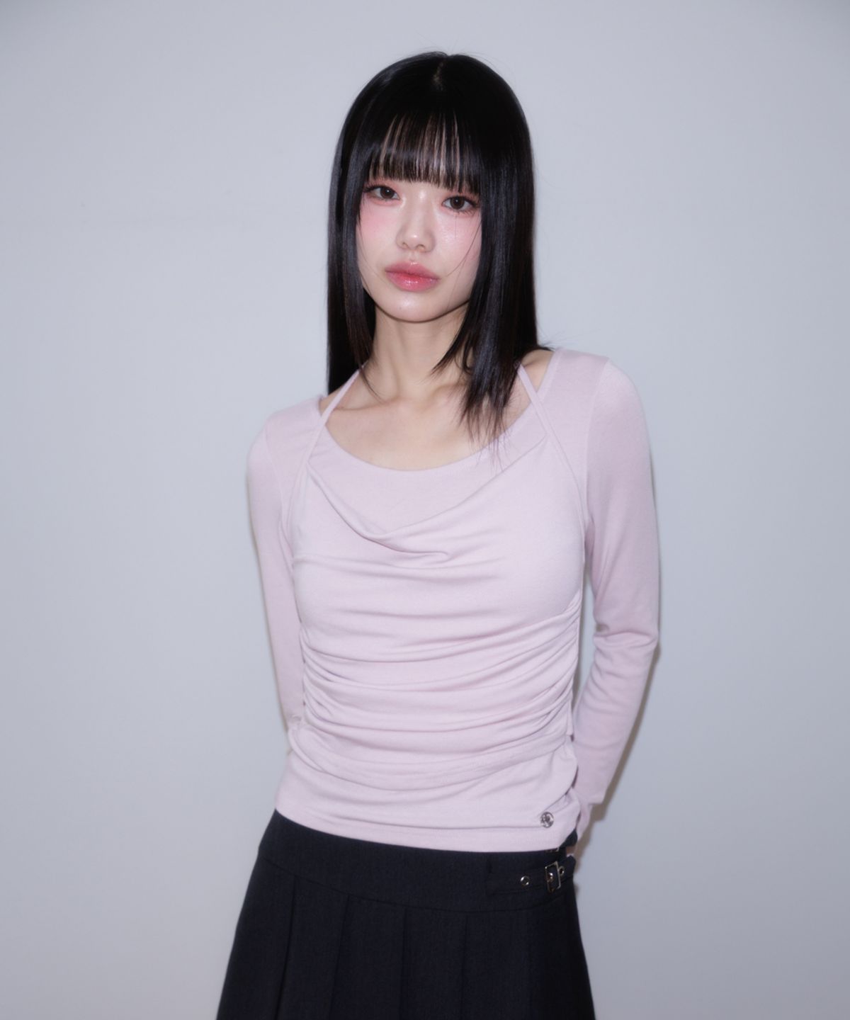 로제프란츠(ROSEFRANTZ) Drape Layered Halter Long Sleeve [Pink]