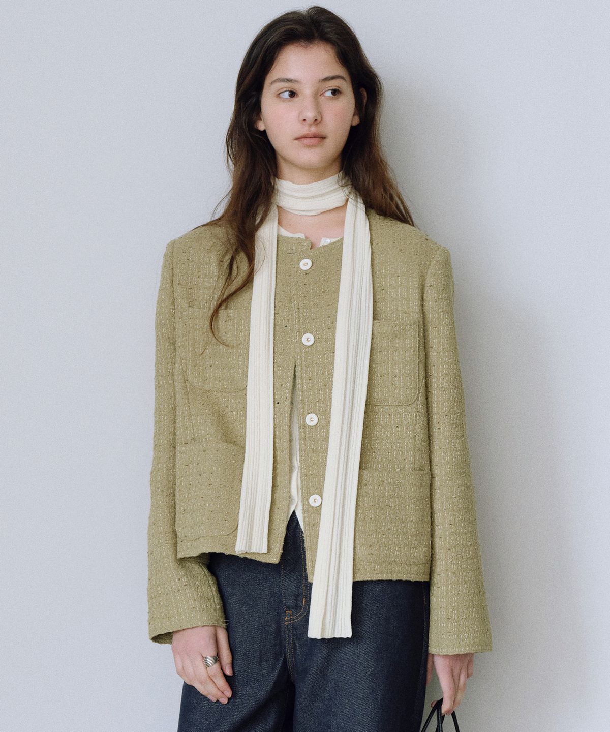 유라고(URAGO) Round tweed jacket