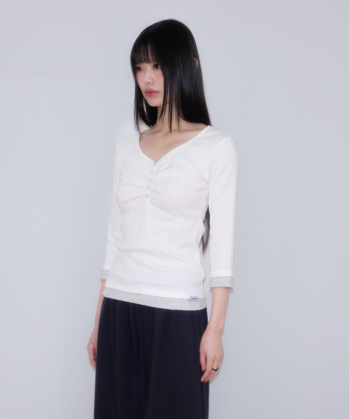 로제프란츠(ROSEFRANTZ) Shirring Button Layered Long Sleeve [Ivory]