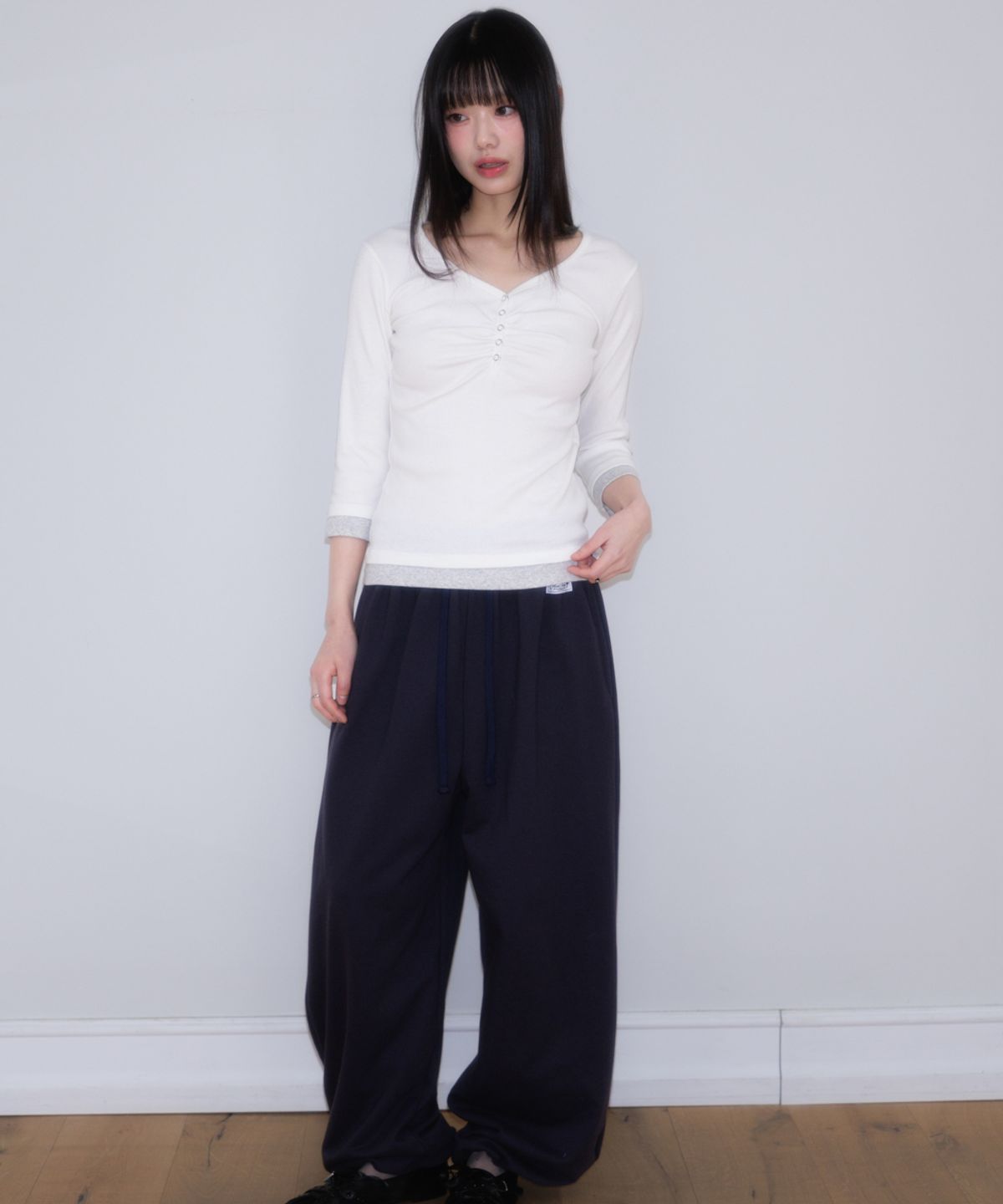 로제프란츠(ROSEFRANTZ) Shirring Button Layered Long Sleeve [Ivory]