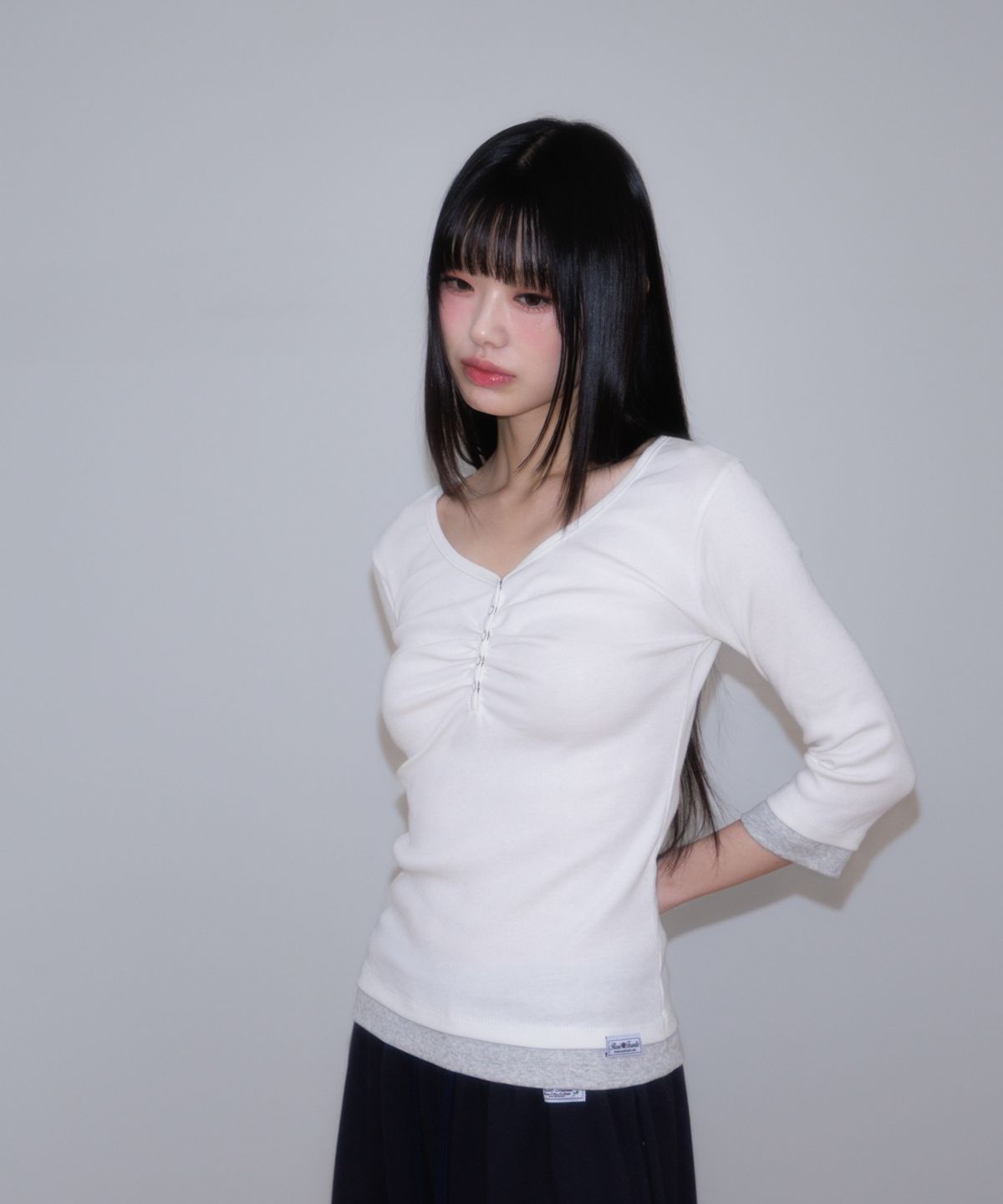 로제프란츠(ROSEFRANTZ) Shirring Button Layered Long Sleeve [Ivory]