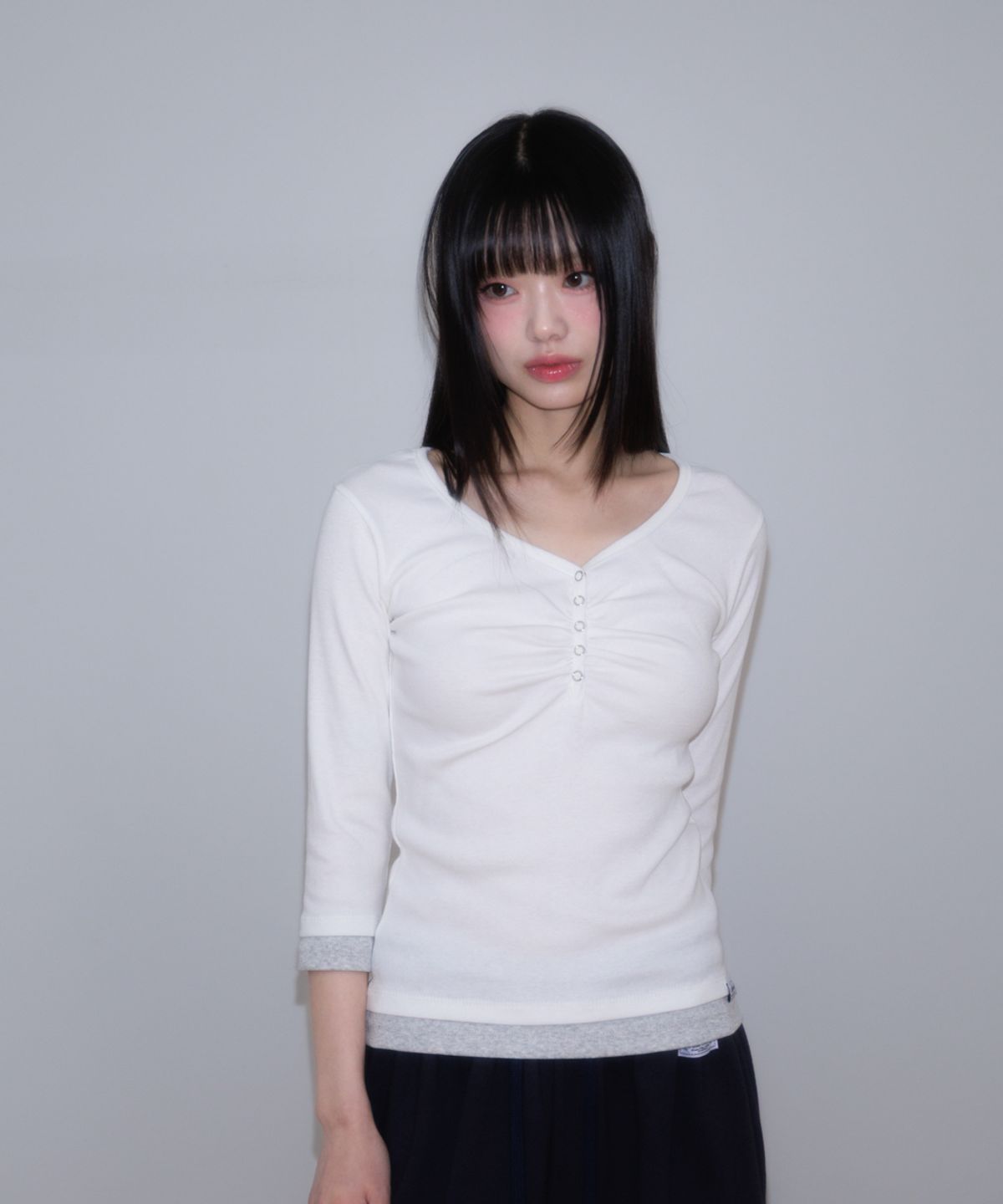 로제프란츠(ROSEFRANTZ) Shirring Button Layered Long Sleeve [Ivory]
