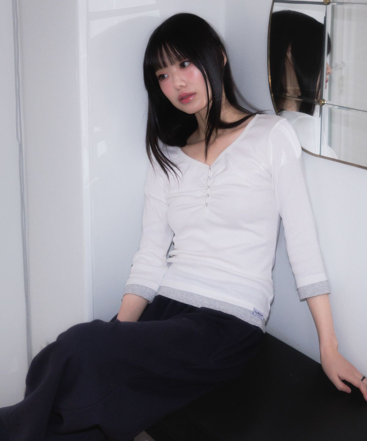 로제프란츠(ROSEFRANTZ) Shirring Button Layered Long Sleeve [Ivory]